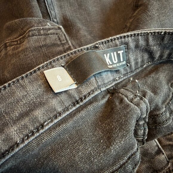 Kut From The Kloth Reese Ankle Straight Leg Black Jeans Raw Hem Size 6 Women's - Picture 12 of 12